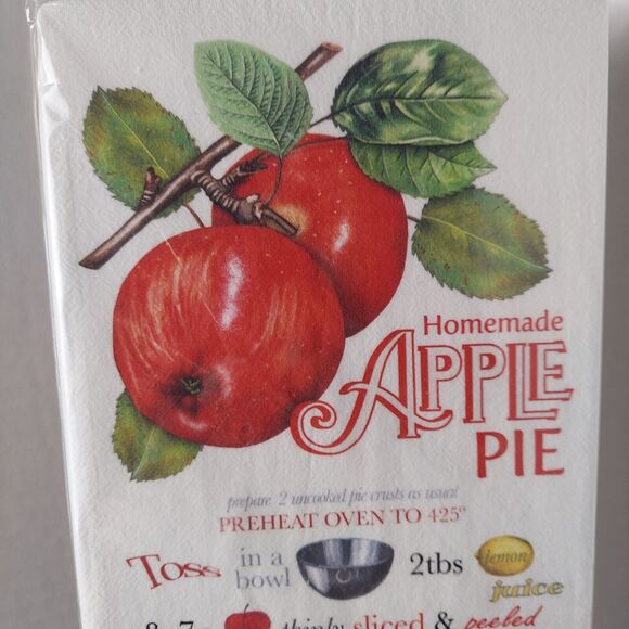 Mary Lake Thompson Flour Sack Towel 30" x 30" Apple Pie Recipe Kitchen Towel - Picture 3 of 5